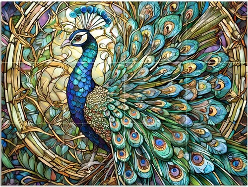 Tile mural majestic peacock - majestic,